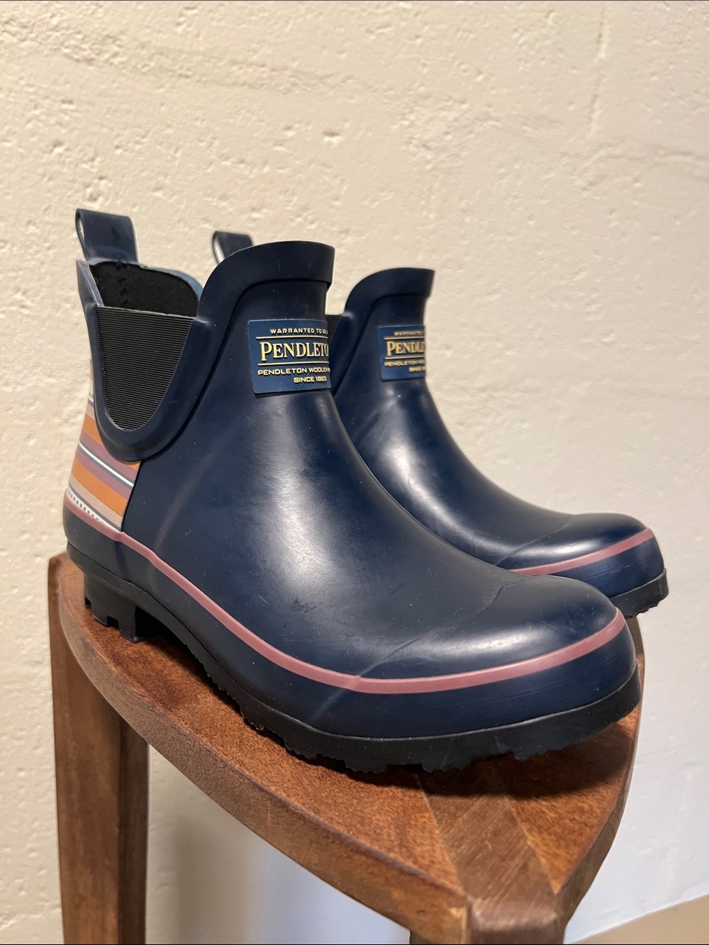 Pendleton Women's Sierra Sunset Chelsea Rain Boots Blue Striped
